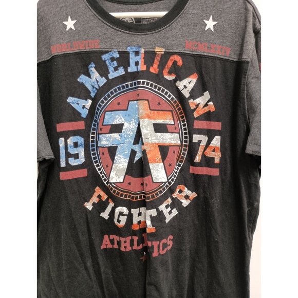 American Fighter Mens T-Shirt Sz 2XL Black Graphic Print Short Sleeve Grunge - Picture 2 of 8